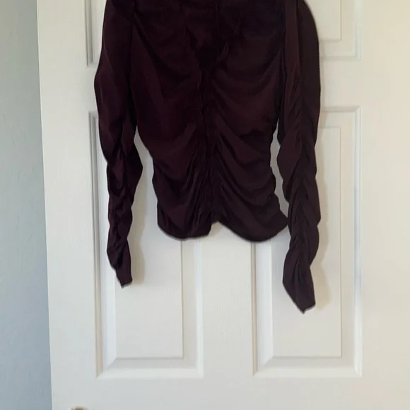 ALC Red Ruched Puff Sleeve Blouse - Picture 4 of 7